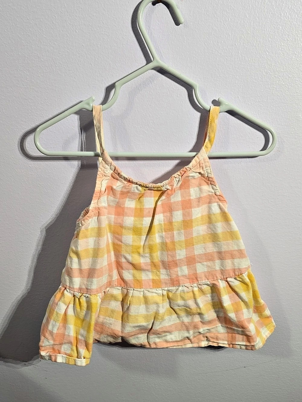 Girls Checkered Camisole in Orange & Yellow Like New
